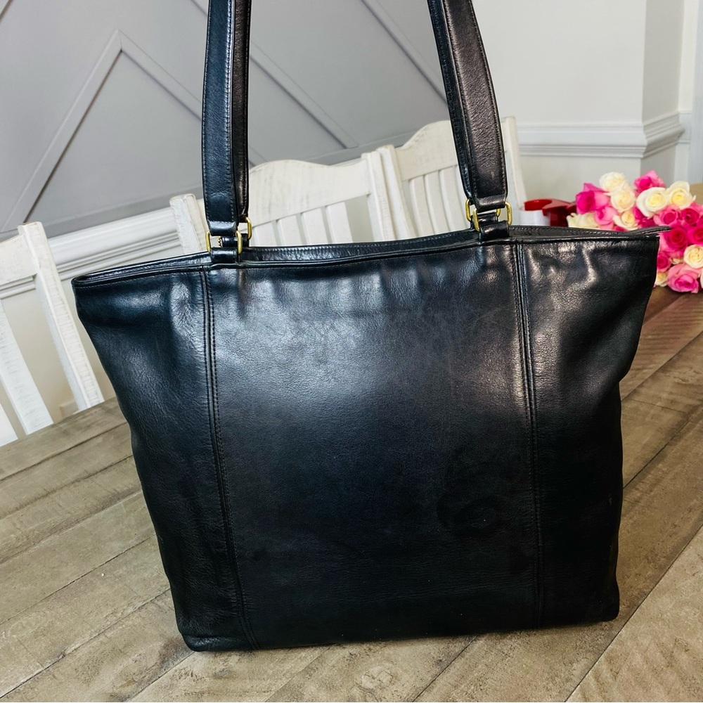 Coach 4065 Vintage 80s Black Glove Tanned Leather Lightweight Tote Laptop Bag - Picture 10 of 15